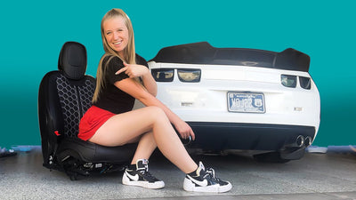 Kustom Interior | 2010-15 5th Gen Camaro Custom Honeycomb Seat Cover installed by @KaylaRundle